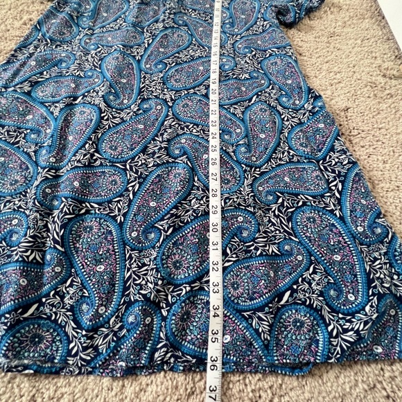 Blue Paisley Shift Short Sleeve Dress - Picture 6 of 6